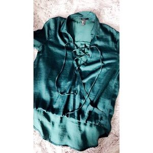 Lace-Up Chiffon Blouse